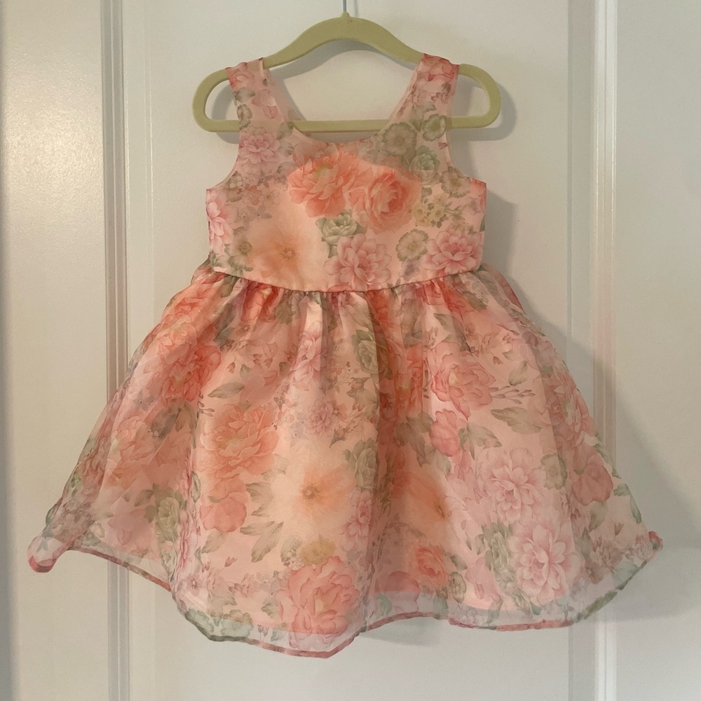 Peach floral toddler party dress